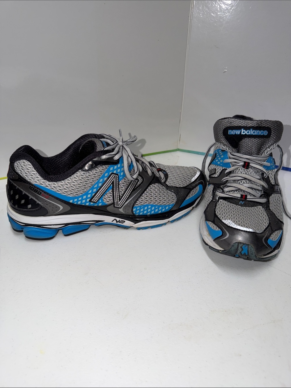 New Balance Gray and Blue Men's Athletic Sneakers (size 10.5)